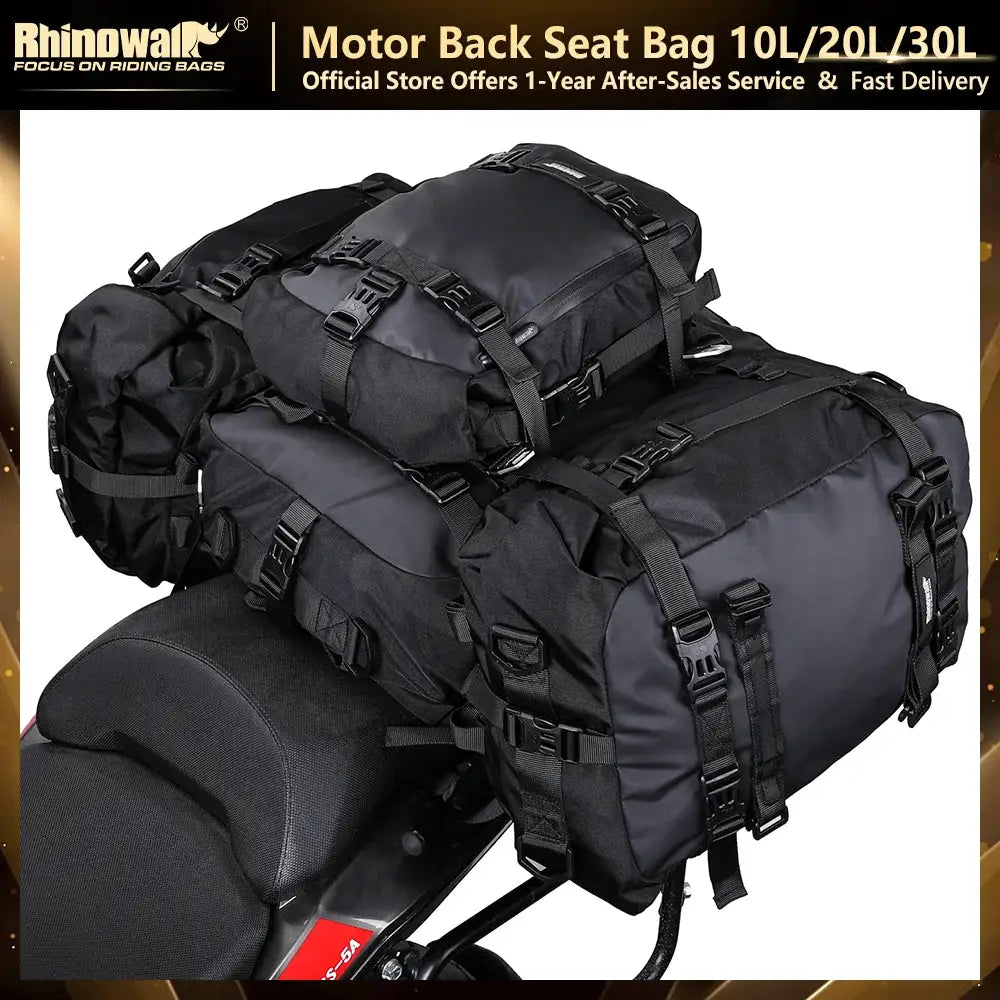 Rhinowalk Motorcycle Bag Waterproof Inner Bag Saddle Bags Luggage 10L-20L-30L Tail Bag Multi-function Outdoor Riding Backpack by InterCyprus Trading Ltd