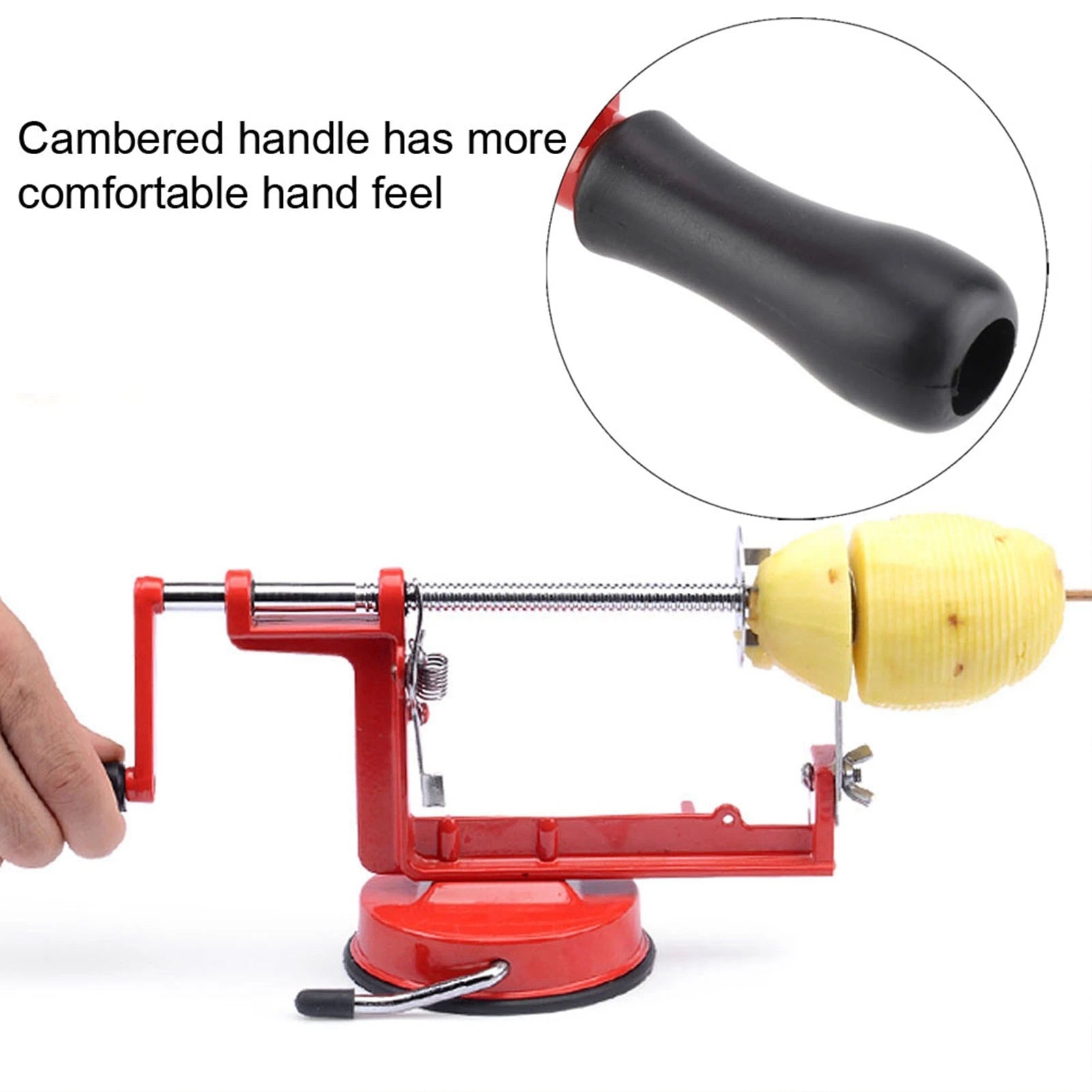Stainless Hand Crank Spiral Potato Cutter &ndash; Suction Base