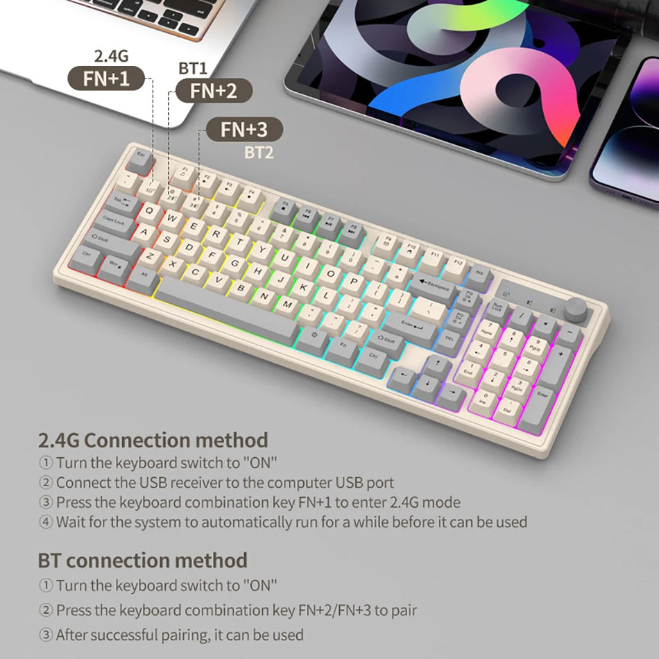 Kebidumei Dual Bluetooth Mechanical Keyboard &ndash; Dual Wireless