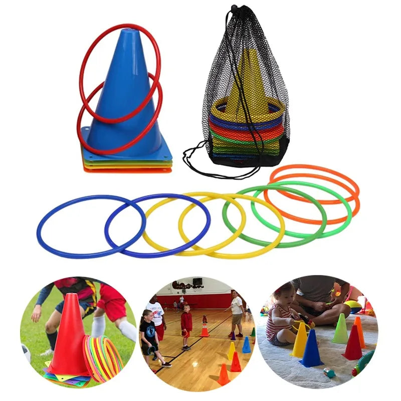 Kids Outdoor Ring Toss Carnival Game Set for Football Training