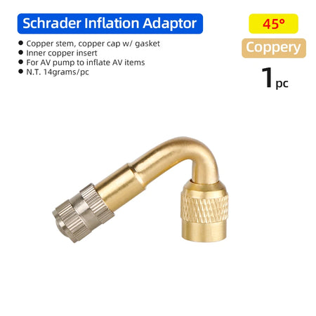 Schrader Valve Extender &ndash; Curved Design for Easy Pump Access Golden 45D 1pc / CN