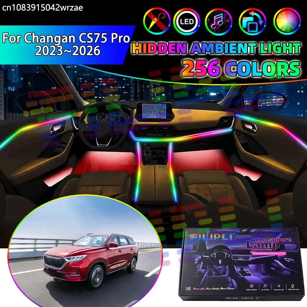 For Changan CS75 Pro 2023~2026 Oshan X7 RGB Car Interior Ambient Lights Strips Breathing Lighting Kit App Control LED strips by InterCyprus Trading Ltd