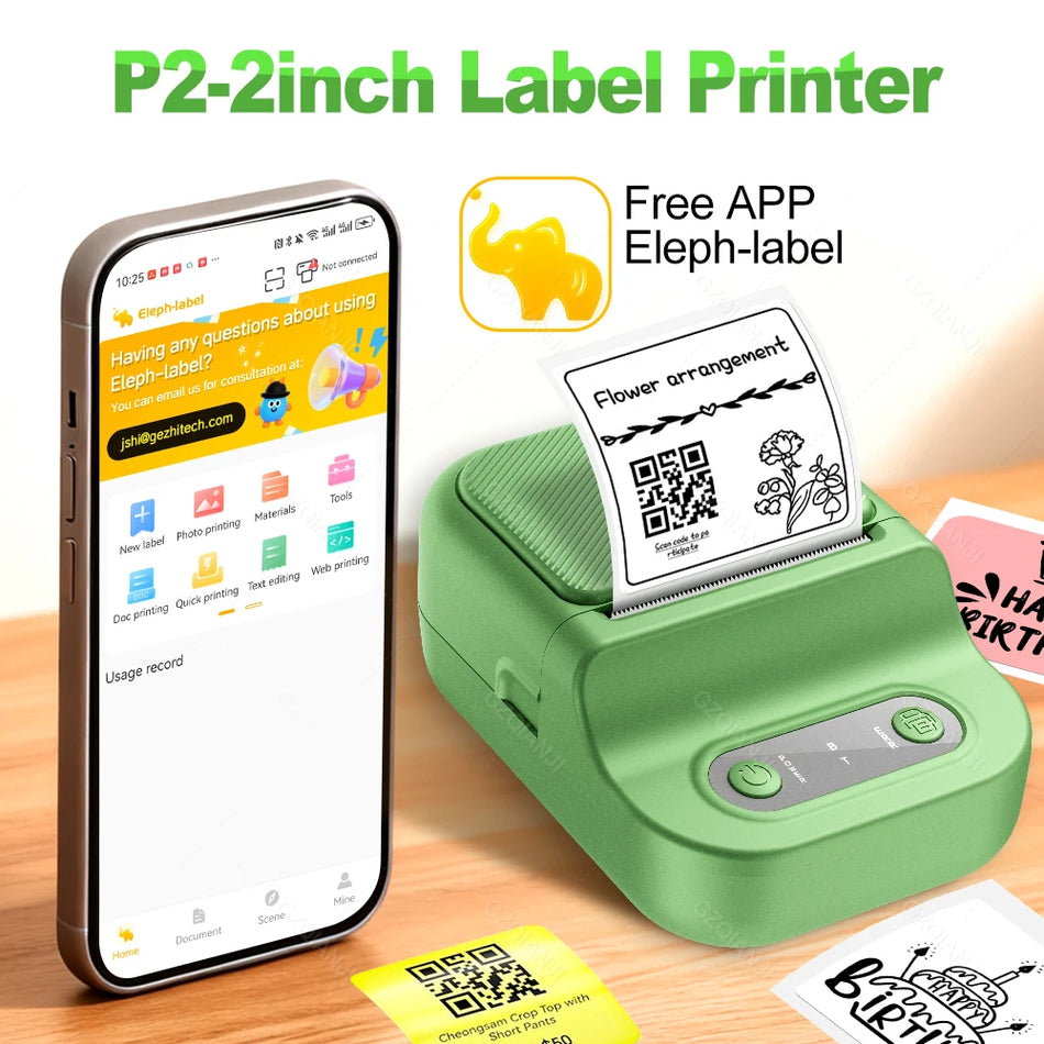 Bluetooth Thermodrucker 12-58mm Tragbarer Mini-Drucker für Namen und Telefon
