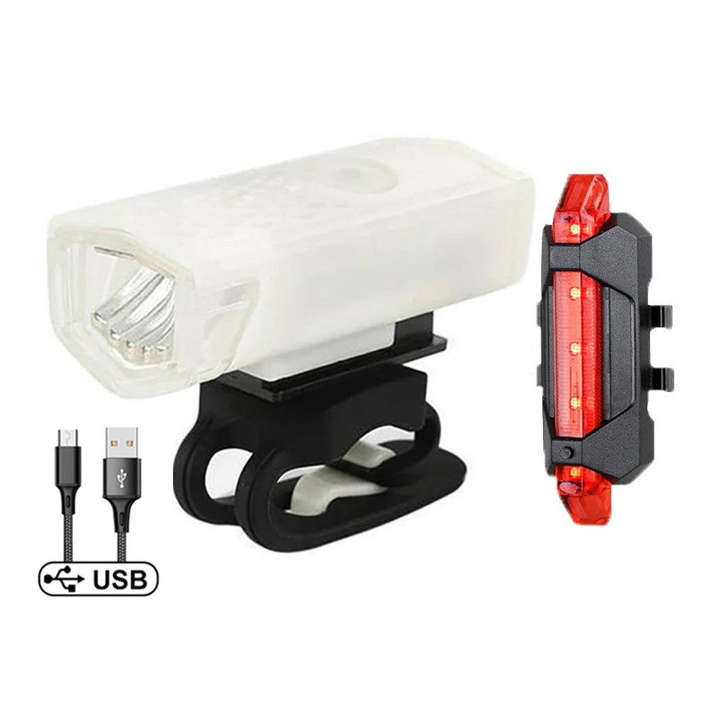 USB Rechargeable Bike Light Set with Front and Taillight 11081.10