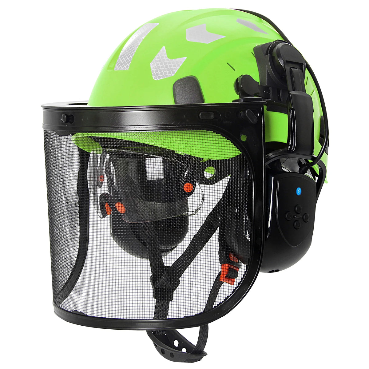 SF06 Forestry Safety Helmet &ndash; Bluetooth 5.0 Goggles Earmuffs Fluorescent green