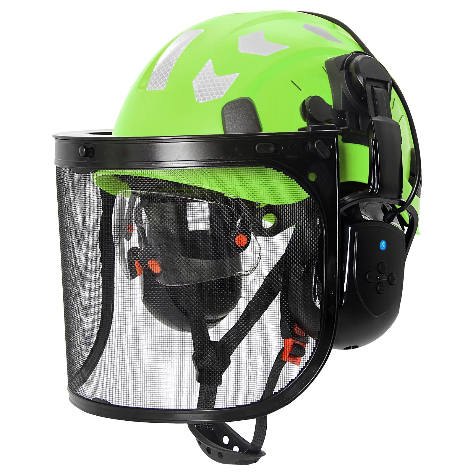 SF06 Forestry Safety Helmet &ndash; Bluetooth 5.0 Goggles Earmuffs Fluorescent green