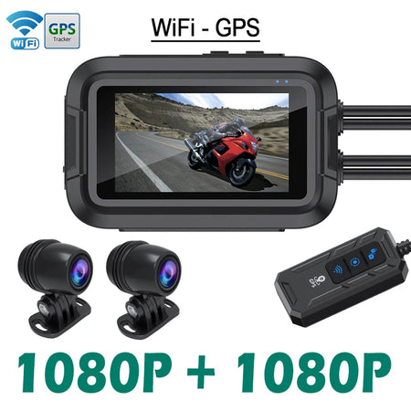 Dual 1080P Motorcycle DVR &ndash; Full Body Waterproof with WiFi GPS WiFi-GPS / 64G