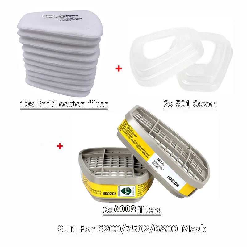 6001/6002/6004 Cartridge Box 5N11 Cotton Filters Set &ndash; Superior Protection for Dust and Gas Masks