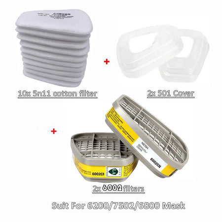 6001/6002/6004 Cartridge Box 5N11 Cotton Filters Set &ndash; Superior Protection for Dust and Gas Masks