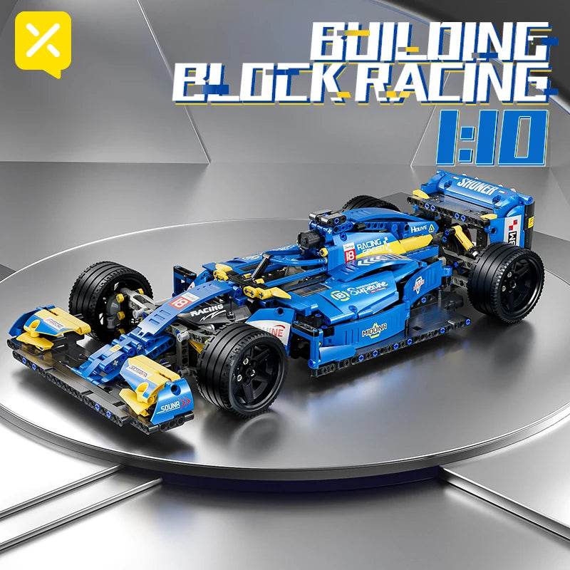 Toylinx 1to10 Bouw Racing Auto Blokken Blauwe Model Kit Cadeau