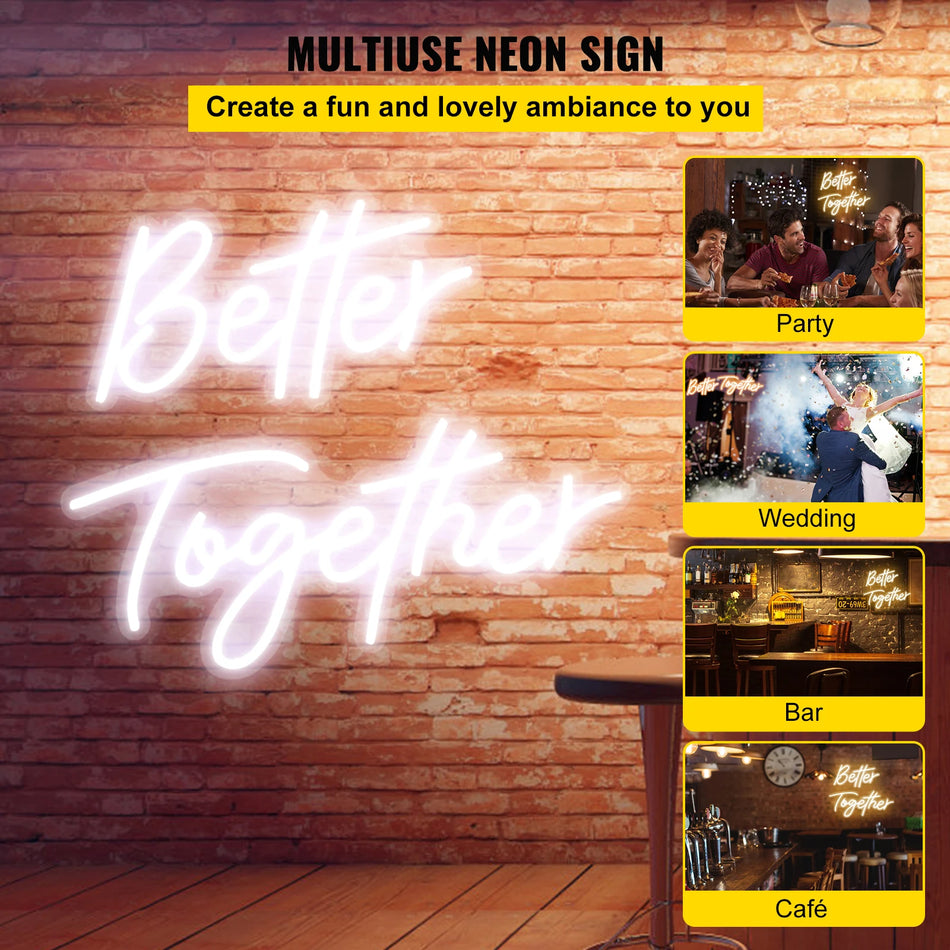 Bedre Sammen Neon Skilt LED Vægdekoration Hvid Natlampe
