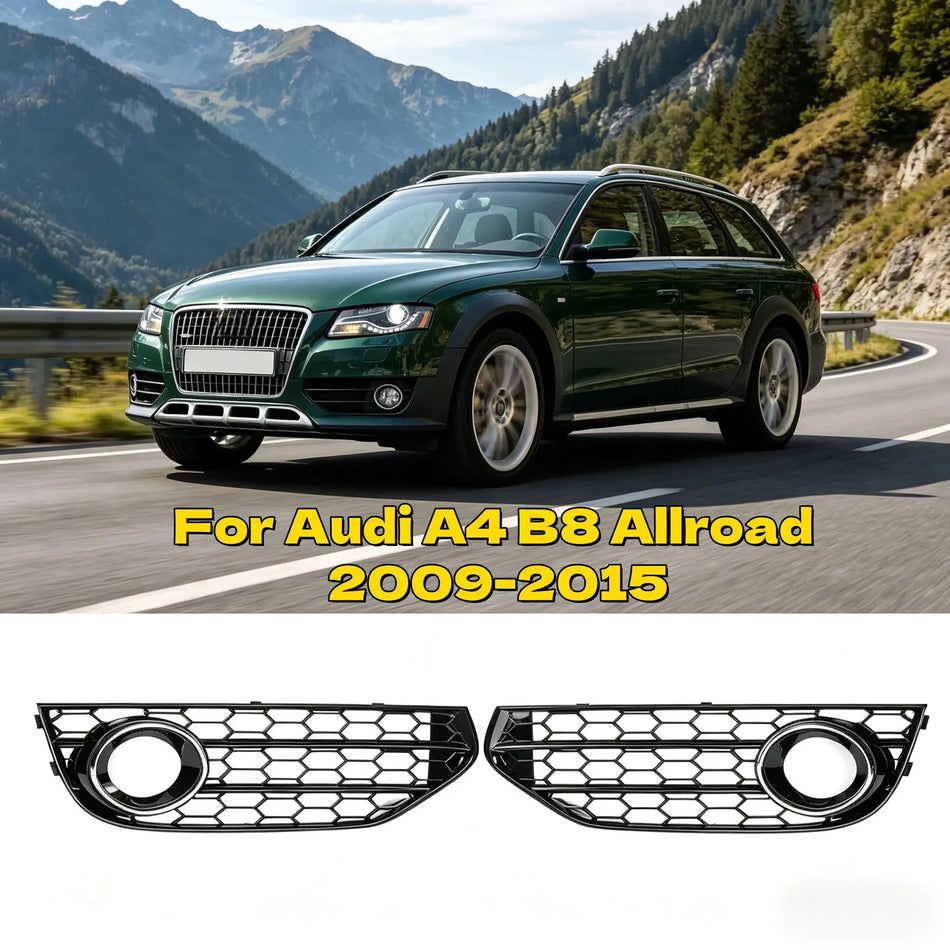 Pair ABS Honeycomb Fog Light Grilles For Audi A4 B8 B8.5 Allroad by InterCyprus Trading Ltd