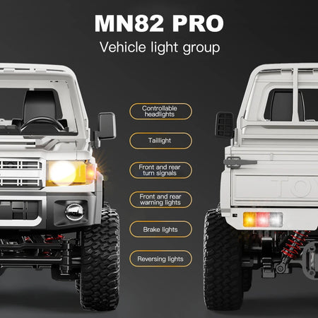 ZWN 1:12 RC Car MN82 PRO with Controllable Headlights - 4WD Off-Road Truck for Kids