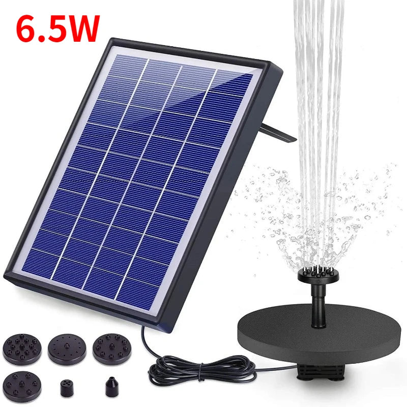6.5W Split Solar Fountain Pump &ndash; Six Nozzles for Bird Bath 6.5W