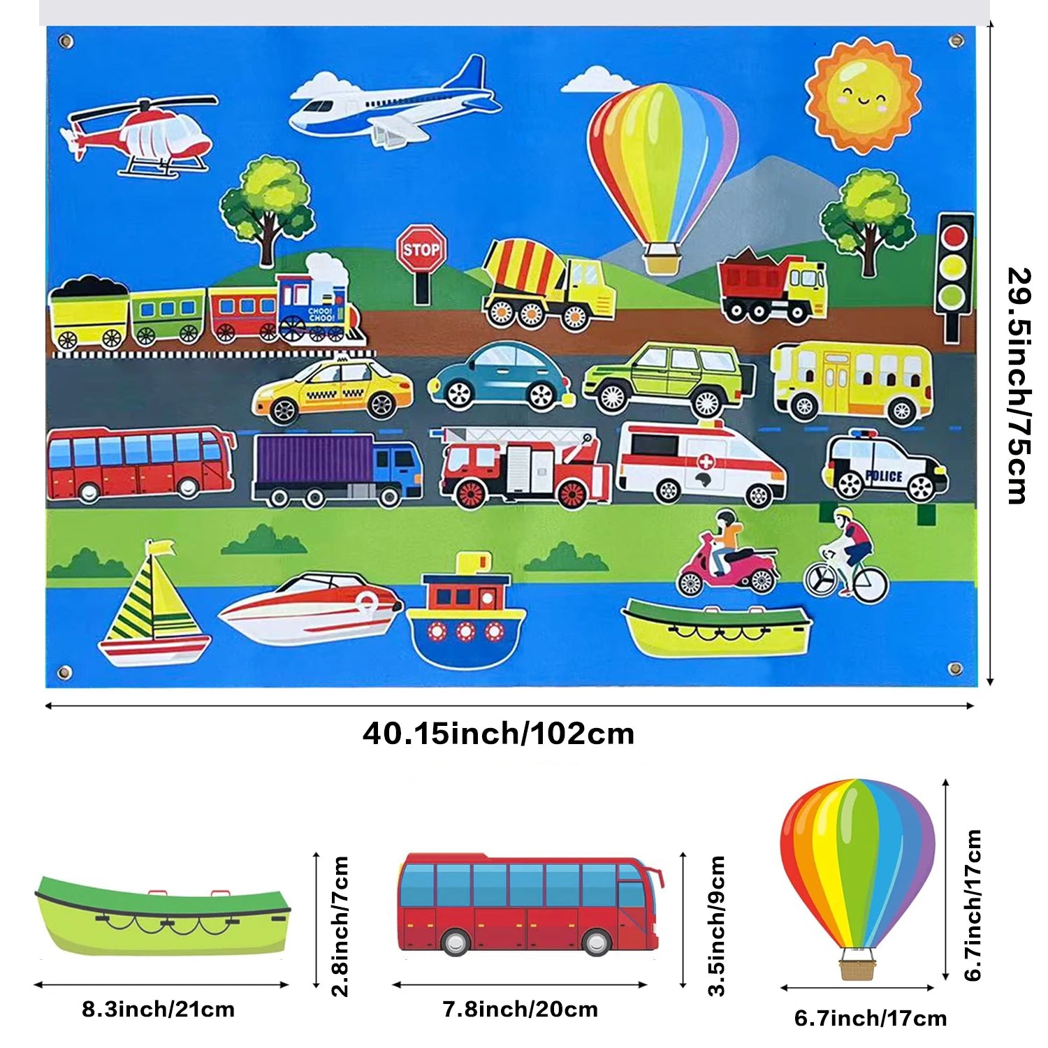 City Train &amp; Traffic Felt Storyboard Set &ndash; Interactive Kit