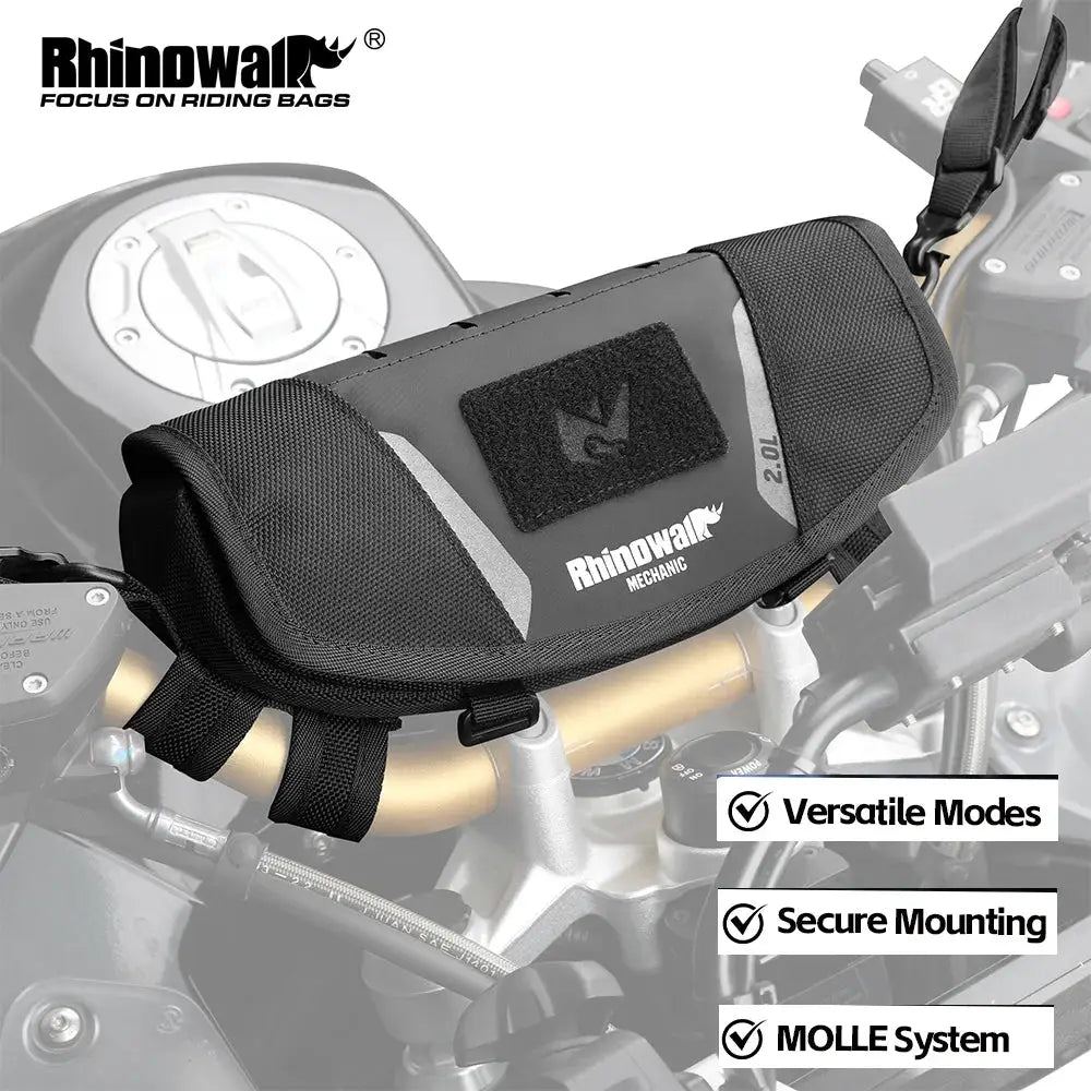 Rhinowalk Motorcycle Handlebar Bag Waterproof 2L Universal Front Storage Case With RaincoverFor BMW1250ADV KTM890 CF450 Kawasaki by InterCyprus Trading Ltd