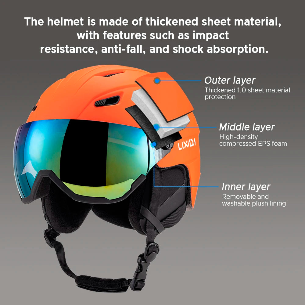 LIXADA Integrated Ski Helmet &ndash; Removable Visor Goggles