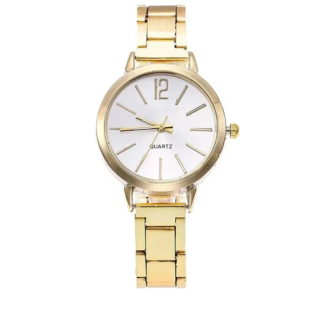 Luxury MOONBIFFY Ladies Quartz Bracelet Watch Set Gold