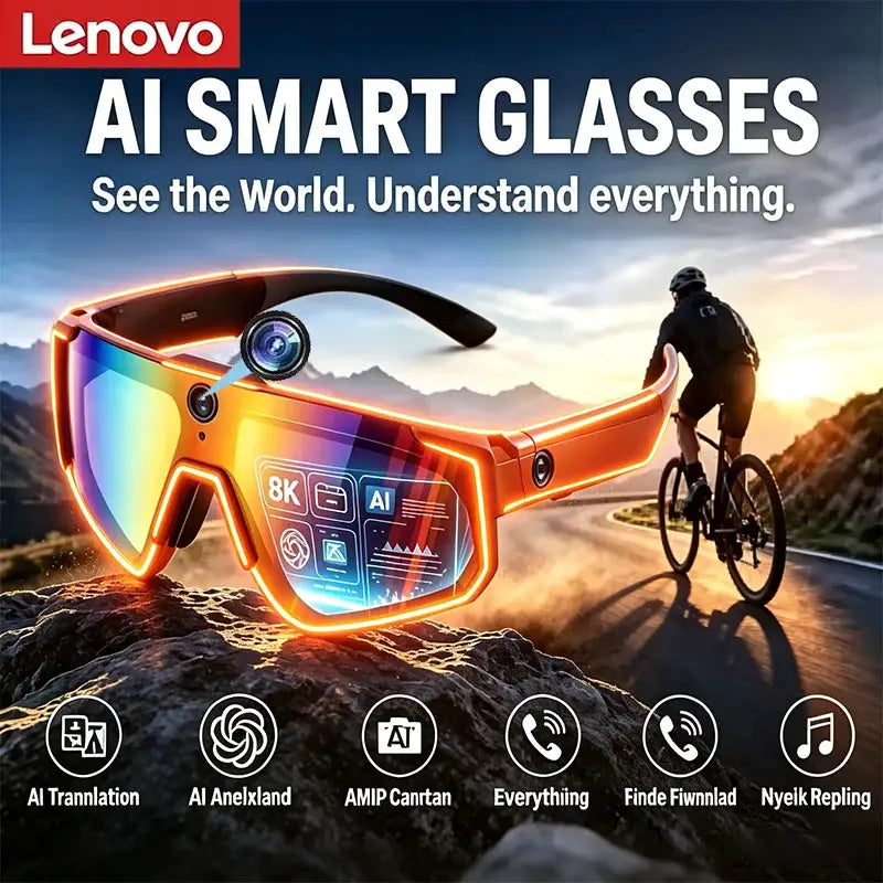 Lenovo AI Smart Glasses With 1080P Camera And ChatGPT For Sports Cycling by InterCyprus Trading Ltd