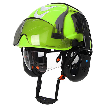 CE Safety Cap With 5.0 Bluetooth Earmuffs &ndash; All In One PPE Green Set