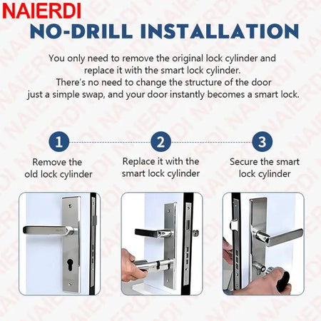 NAIERDI Smart Electronic Lock Cylinder Tuya App Fingerprint Password Unlock Upgrade for Mechanical Door Locks Security Home by InterCyprus Trading Ltd
