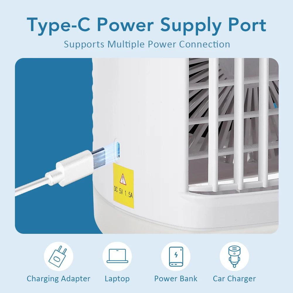 Portable USB Air Conditioner &amp; Evaporative Cooler with Humidifier