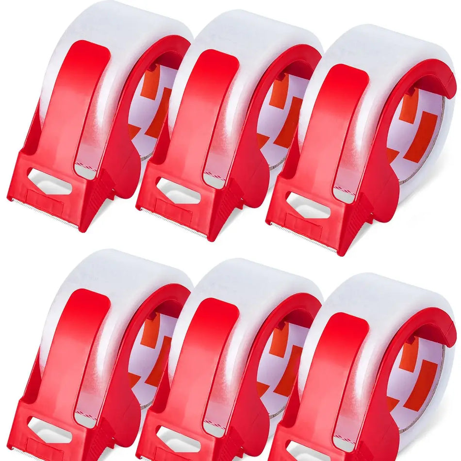 SucceBuy 6 Rolls 59M Clear BOPP Tape &ndash; Dispenser Included