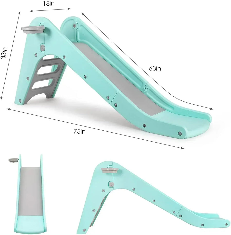 Roze Buitenspeeltoestel voor Kinderen met Glijbaan en Basketbalring