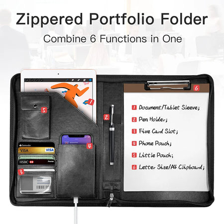 Multifunctional A4 Conference Folder | Leather Document Organizer 2024