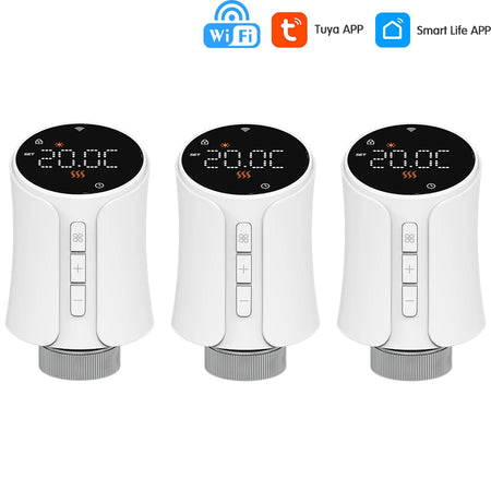 Tuya WiFi Radiator Thermostat Valve &ndash; Voice Control and App 3pcs / 3 x 1.5V