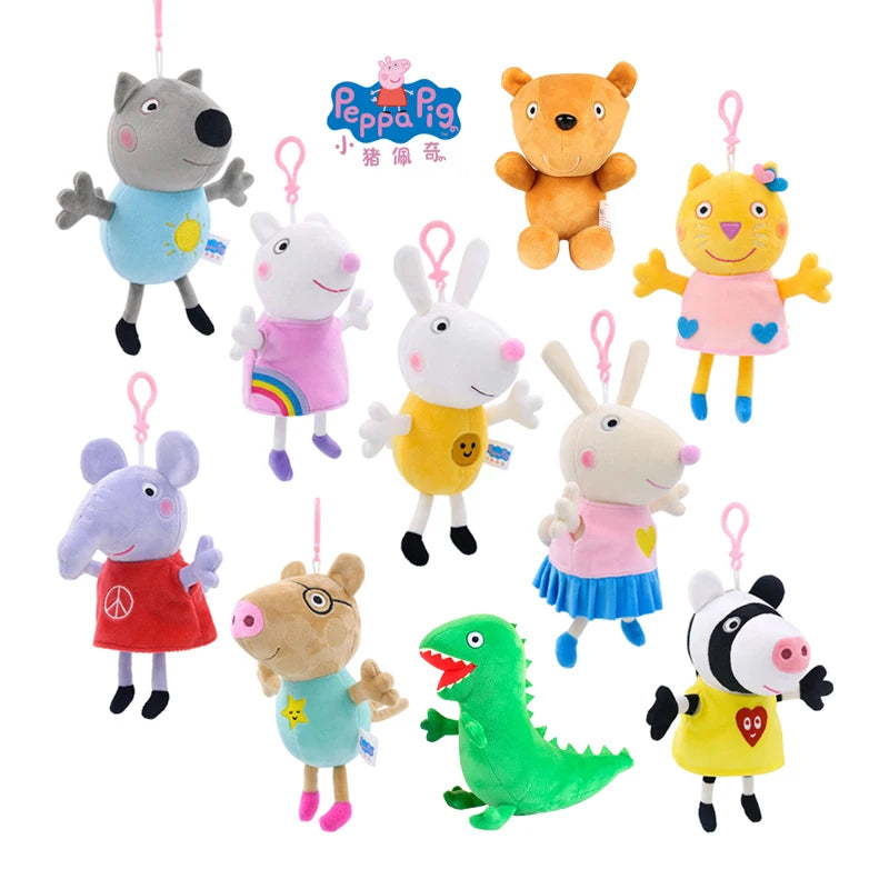 8-10Pcs/set Peppa Pig Plush Filled Suxi Rebecca Pendant Doll Toy George And Friends Key Chain Home Party Decorative Toys Gifts