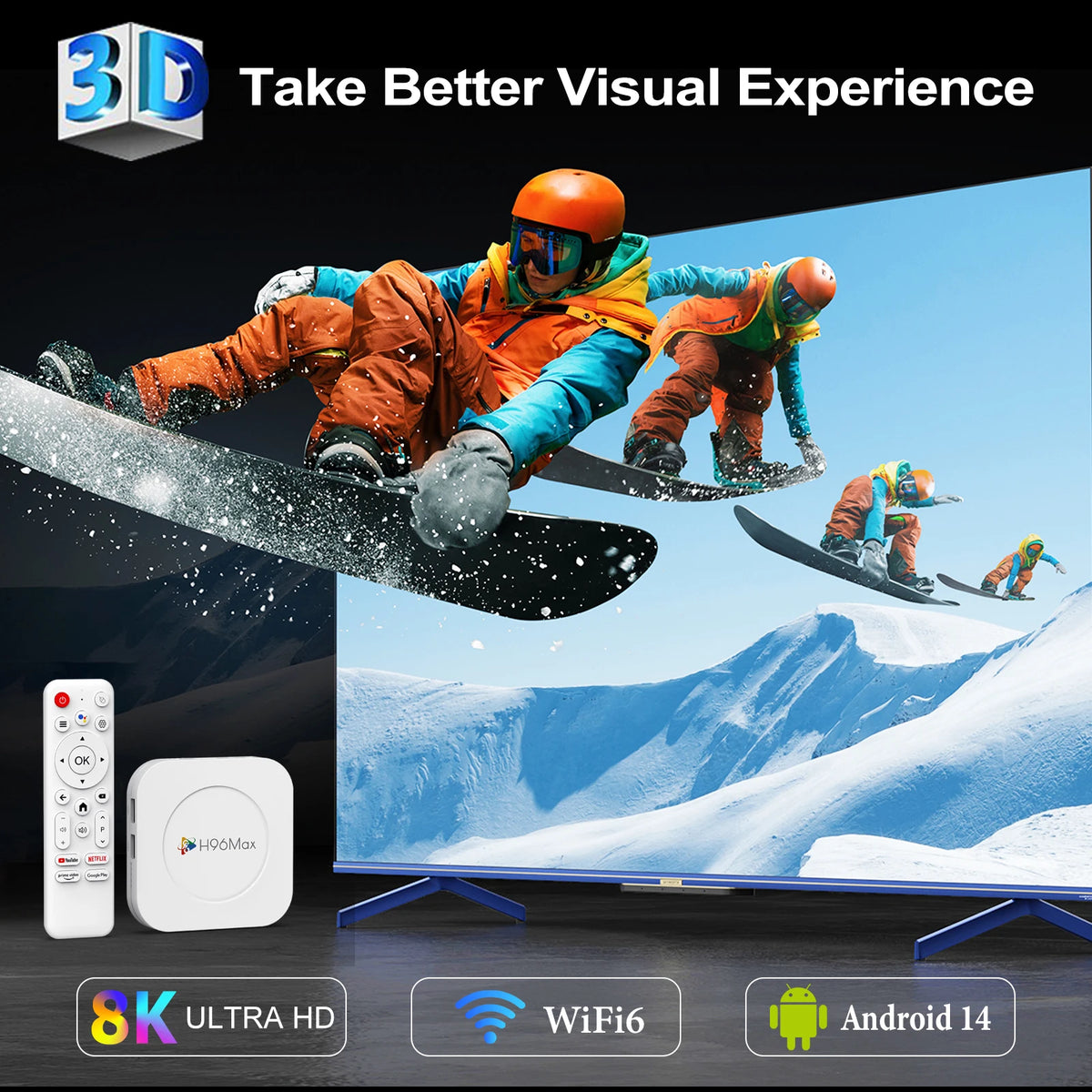 H96 MAX M1 PLUS &ndash; Android 14 WiFi 6 BT5.4 8K Video Ready