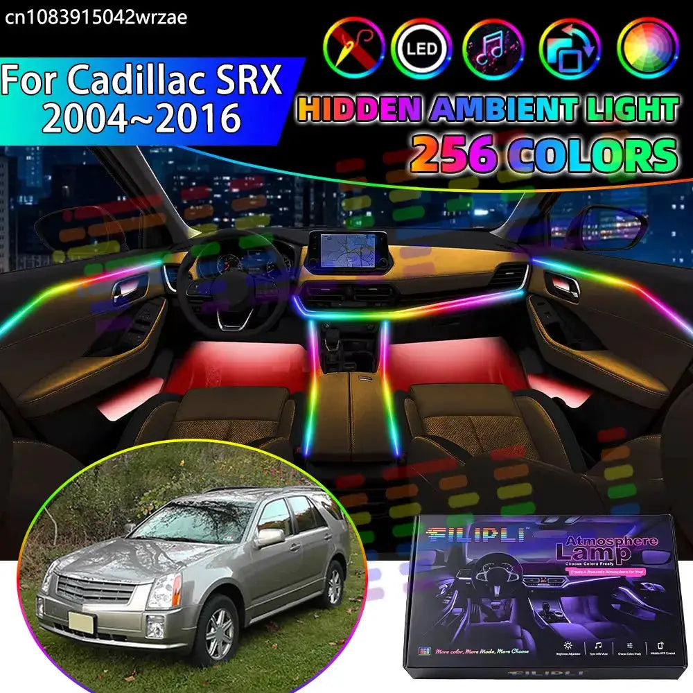 For Cadillac SRX 2004~2016 MK1 2005 RGB Car Interior Ambient Lights Strips Breathing Lighting Kit App Control LED strips Auto by InterCyprus Trading Ltd