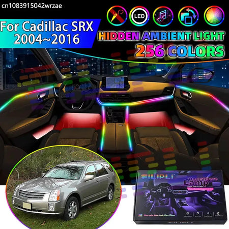 For Cadillac SRX 2004~2016 MK1 2005 RGB Car Interior Ambient Lights Strips Breathing Lighting Kit App Control LED strips Auto by InterCyprus Trading Ltd