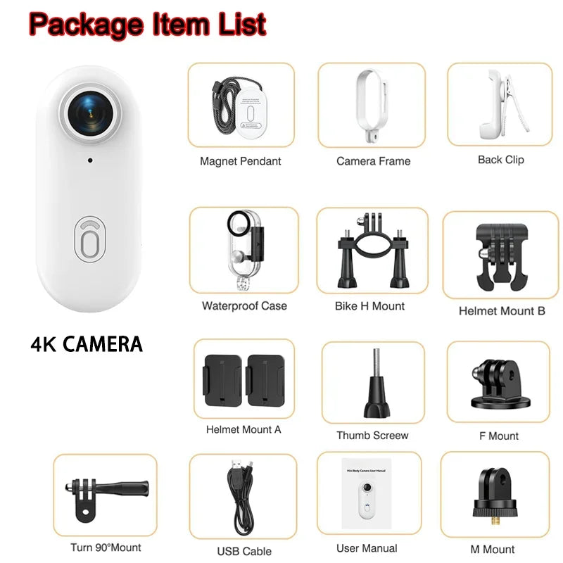 2025 Hot Gift 4K HD Mini Vlog Camera &ndash; Wireless Convenience with 128GB Storage UHD Pro 4K (White) / With 32G TF Card / CHINA