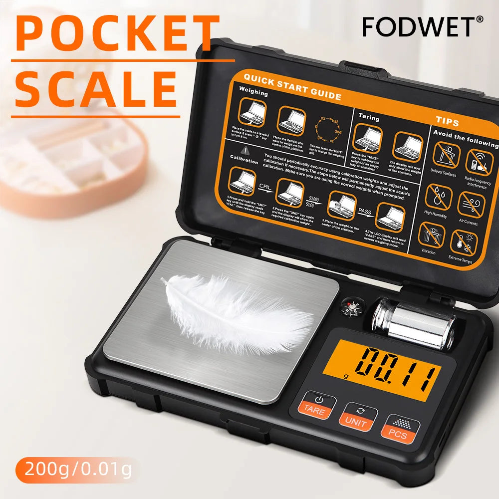 Precision Digital Pocket Scale with LCD Display - 200g Capacity CX-938
