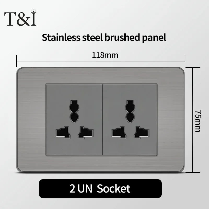 118 Grey Tuya Wifi Wall Socket &ndash; USB Type-C Brushed Finish