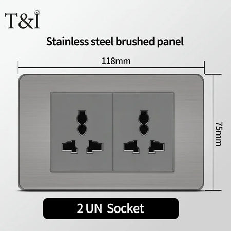 118 Grey Tuya Wifi Wall Socket &ndash; USB Type-C Brushed Finish