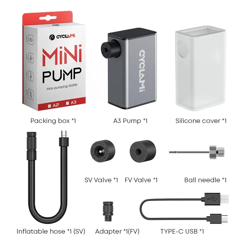 CYCLAMIC A3 Mini Cordless Electric Air Pump for Bikes A3 Electric Pump