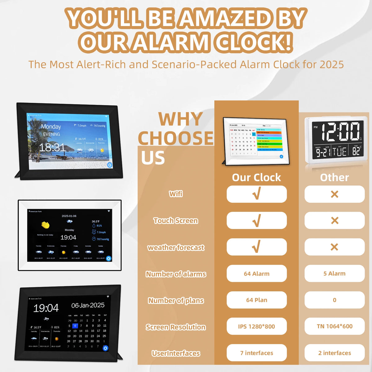 Digital Calendar Clock DC810-B &ndash; Touch Screen Display Feature