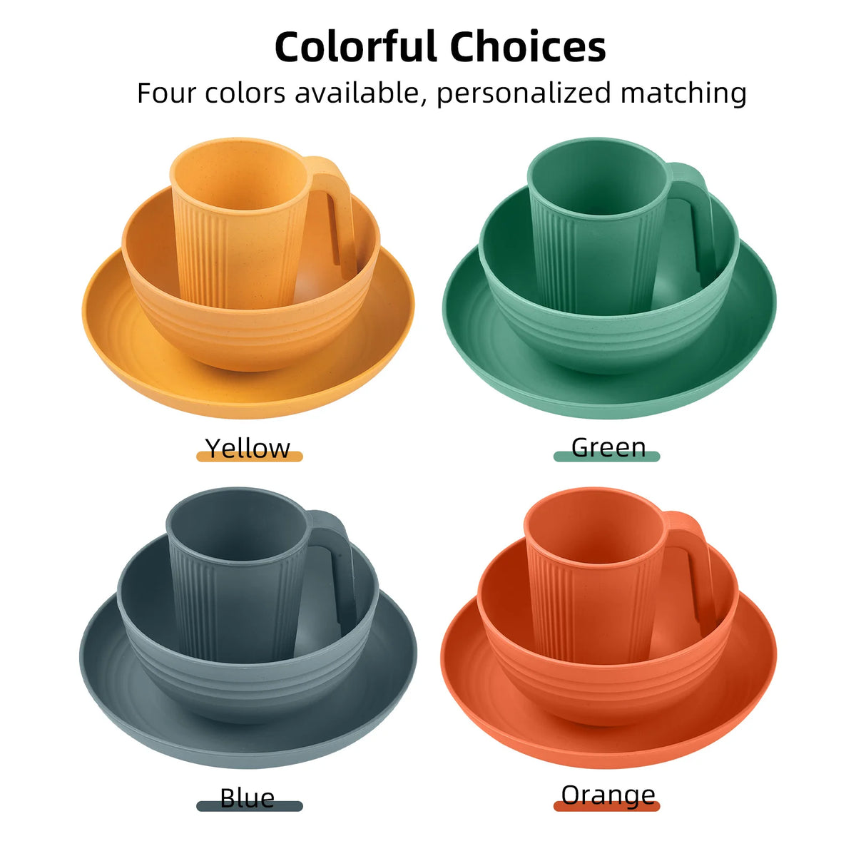 Camping Utensils Set 2 Wheat Straw Mess Kit &ndash; Lightweight