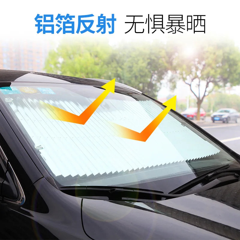 Automatic Retractable Car Sunshade &ndash; Heat-Insulating Front Windshield Protection