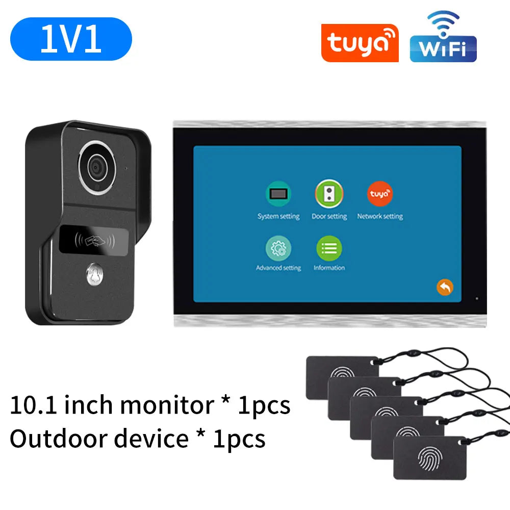 Tuya Smart Wifi Video Door Phone Camera &ndash; 1080P LCD Monitor KW01-10inch-1V1