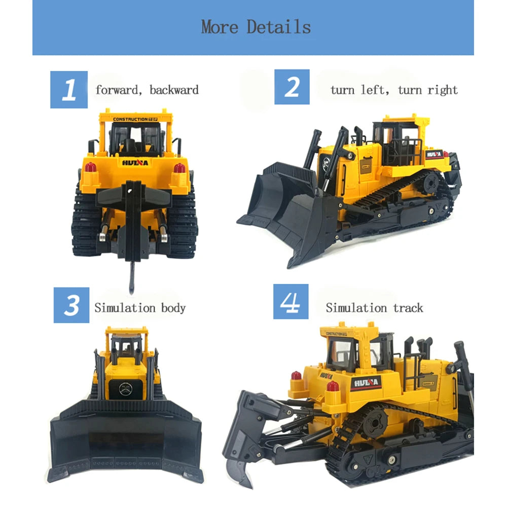 Huina 1554 11 Channel RC Bulldozer &ndash; Durable Kids Toy