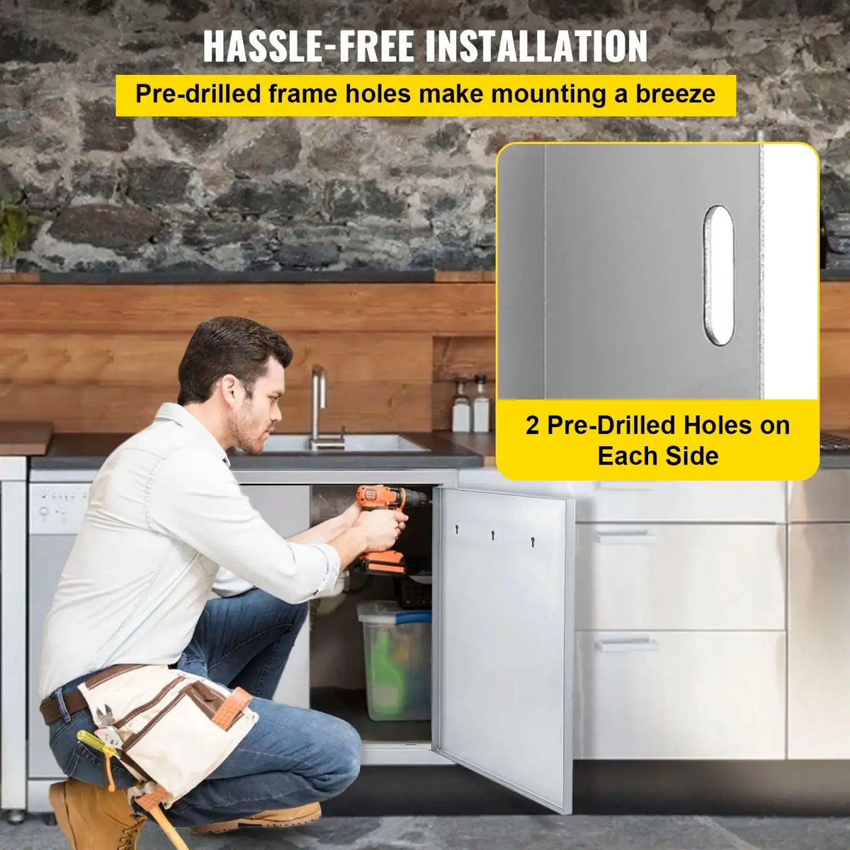 31x31in 304 Stainless BBQ Double Door Paper Holder