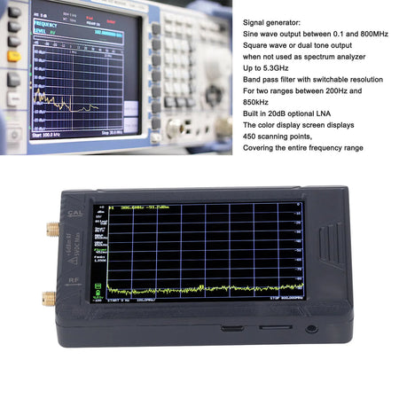 Spectrum Frequency Analyzer 100KHZ To 5.3GHZ &ndash; 4in Display