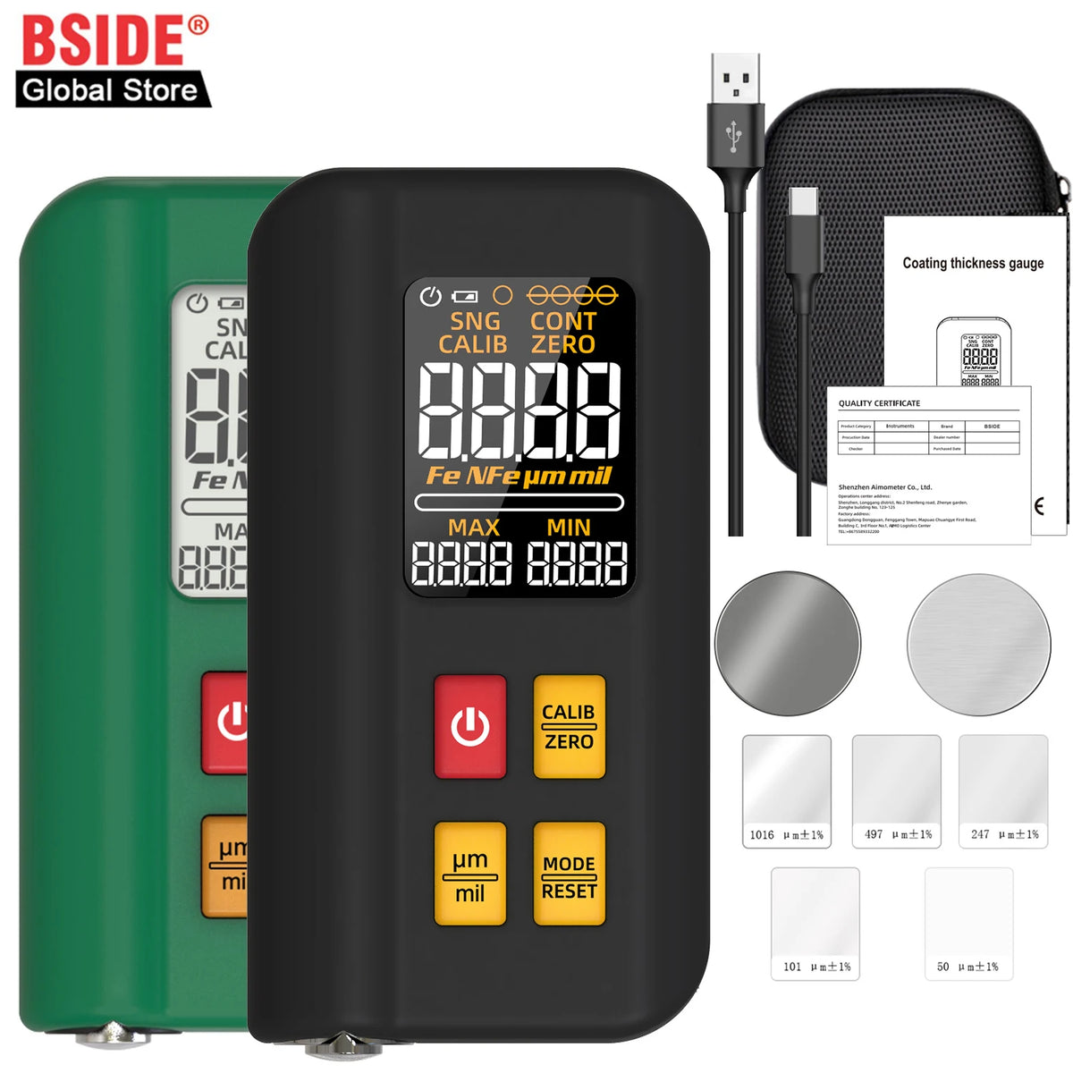 BSIDE T2 Coating Thickness Gauge &ndash; Wide Range 0.1um-1500um