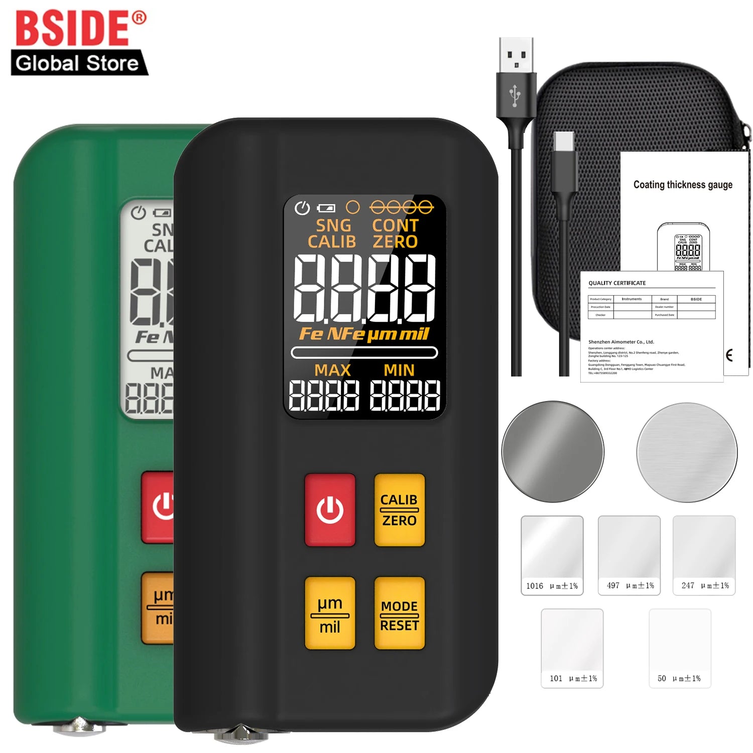 BSIDE T2 Coating Thickness Gauge &ndash; Wide Range 0.1um-1500um