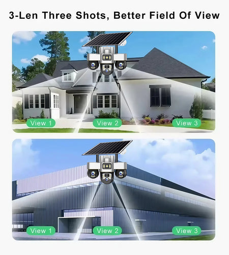 15MP WIFI Three PTZ Solar Camera Three screen PIR Human Tracking Security CCTV Surveillance IP Camera PTZ control for all 3 Lens