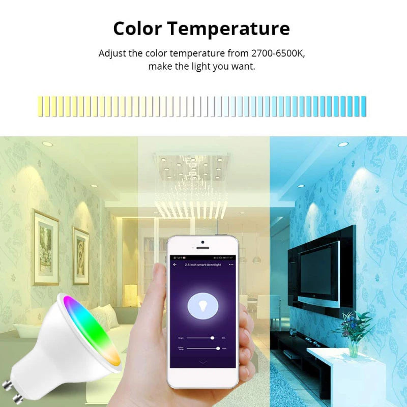 🟠 Tuya Zigbee Smart Gu10 Light Bulb RGB+CCT 100-240V 5W Dimmable LED Φωλιά Φωτοειδής Έλεγχος Φωτοκιβώτιο με την Alexa Google Home Alice